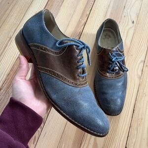 Vintage Cole Haan Air Giraldo Mens 10 M Blue Suede Brown Leather Saddle Shoes